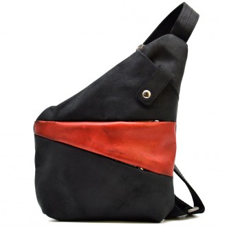 Рюкзак косуха на одно плечо TARWA RAR-6402-4lx черная c красным (уценка). Модель. . фото 4