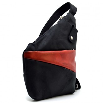 Рюкзак косуха на одно плечо TARWA RAR-6402-4lx черная c красным (уценка). Модель. . фото 5