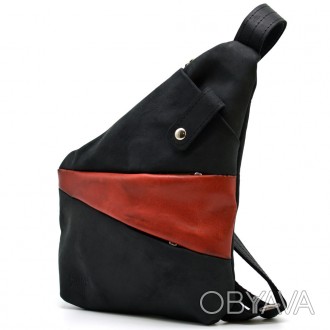 Рюкзак косуха на одно плечо TARWA RAR-6402-4lx черная c красным (уценка). Модель. . фото 1