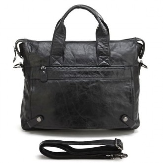 Кожаная натуральная сумка на каждый день, черная. Мягкая кожа, легкая сумка, иде. . фото 3