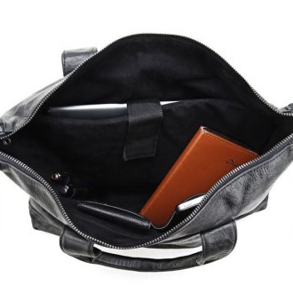 Кожаная натуральная сумка на каждый день, черная. Мягкая кожа, легкая сумка, иде. . фото 8