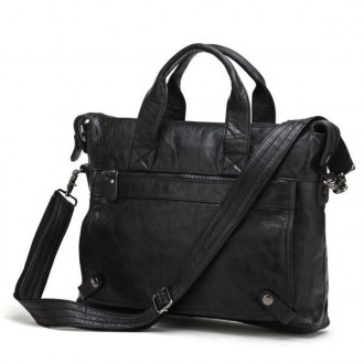 Кожаная натуральная сумка на каждый день, черная. Мягкая кожа, легкая сумка, иде. . фото 2