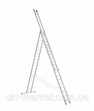 Алюминиевая профессиональная трехсекционная универсальная лестница может использ. . фото 3