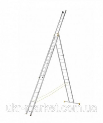 Алюминиевая профессиональная трехсекционная универсальная лестница может использ. . фото 8