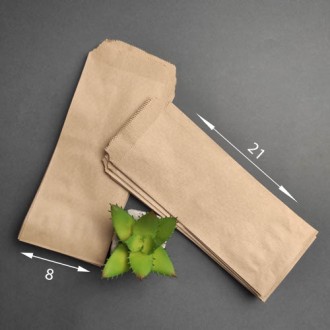 Пакет крафт Д80*В210*Ш0 (кратность заказа — 100 шт). Кривой Рог. фото 1