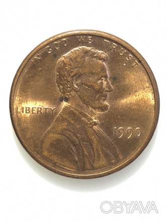 #654 США 1 цент 1990 Лінкольн Цент (без мітки монетного двору)