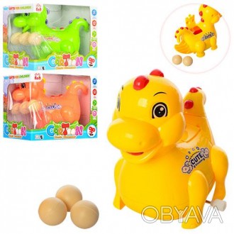 Заводная игрушка 825 (90шт) динозавр, ездит, несет яйца(3шт), 3цвета, в кор-ке, . . фото 1