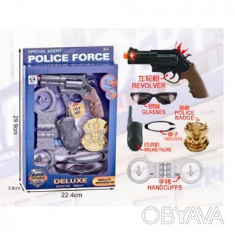 Набір поліцейського HSY-011 (96 шт.) пістолет,зв, склепіння,наручки, роляція,бат. . фото 1