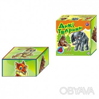 Іграшка кубики "Дикі тварини ТехноК". . фото 1