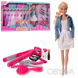 Кукла с нарядом DEFA 8426-BF (12шт) 29см, платья, обувь,сумочки,расчес, плойка,в. . фото 1