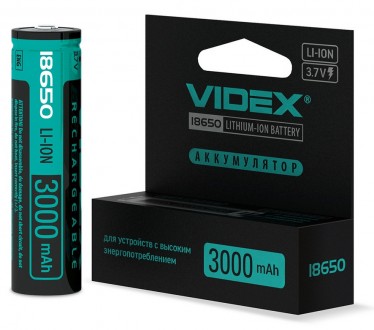 Аккумулятор VIDEX Li-Ion 18650-P(ЗАЩИТА) 3000mAh V-003137/295275. Вінниця. фото 1 Аккумулятор VIDEX Li-Ion 18650-P(ЗАЩИТА) 3000mAh V-003137/295275. Вінниця. фото 1