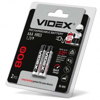 Аккумулятор Videx HR03/AAA 800mAh цена за 1шт
Никель-металл-гидридные (Ni-MH) ак. . фото 3