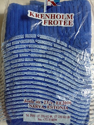 Елітний махровий банний рушник, Європейської якості, 75х140 см., синього кольору. . фото 2