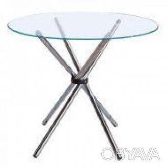 Обідній стіл, круглий, скляний, стільниця з загартованого прозорого скла товщино. . фото 1