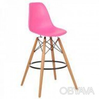 Високий барний стілець, сидіння з пластика, висока зручна спинка, високий стійкі. . фото 1
