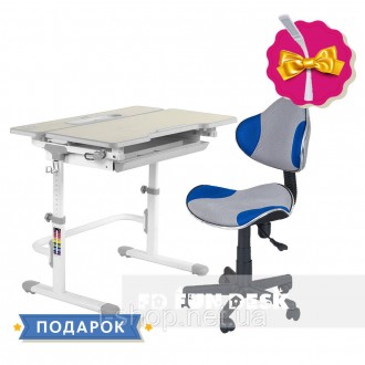 Комплект растущая парта для дома FunDesk Lavoro L Grey+детское кресло FunDesk LS. . фото 2