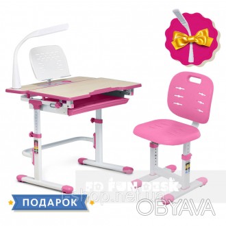 Комплект растишка для девочки парта FunDesk Lavoro L Pink + детский стул FunDesk. . фото 1