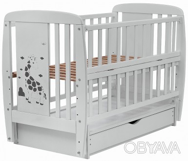 Кроватка детская Babyroom Жирафик маятник, ящик, откидной бок DJMYO-3 бук серый