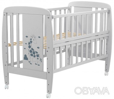 Кроватка детская Babyroom Жирафик откидной бок, колеса DJO-01  бук серый
