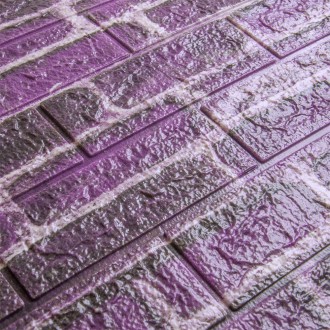 Декоративная 3D панель самоклейка под кирпич фиолетовый Екатеринославский 700x77. . фото 3
