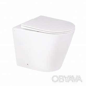 Підлоговий унітаз Qtap Swan безобідковий з сидінням Soft-close QT16223178W має с. . фото 1