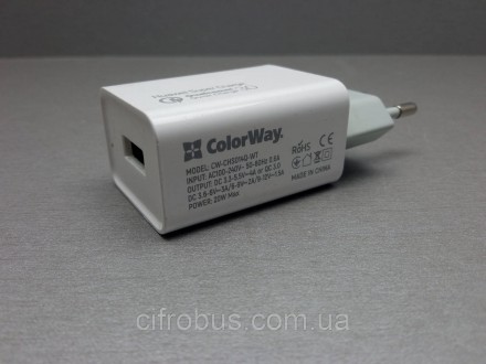 Мережевий зарядний пристрій ColorWay 1 USB Huawei Super Charge/Quick Charge 3.0,. . фото 7