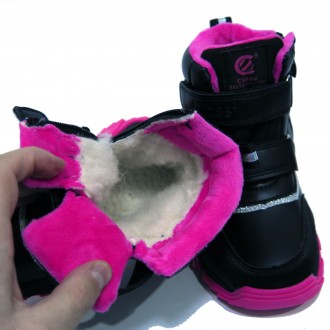 Ботинки зимние CLIBEE арт.H-306-P, черно-малиновый Материал наружный – эко-кожа.. . фото 9