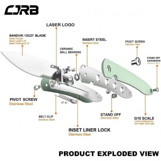 
Опис ножа CJRB Ria SW, 12C27N, G10 ц:mint green:
 Складаний ніж CJRB Ria - це с. . фото 3