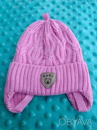 Зимова шапка для немовлят Тепла та зручна зимова шапочка на зав'язках. Верх шапк. . фото 1