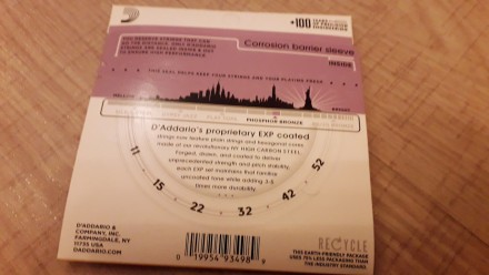 Струни d'addario exp26 ФОСФОР-БРОНЗОВАНІ для акустичної гітари 011-052
Калібр 01. . фото 5