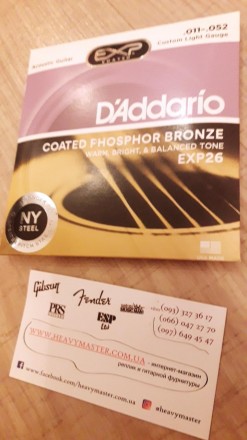 Струни d'addario exp26 ФОСФОР-БРОНЗОВАНІ для акустичної гітари 011-052
Калібр 01. . фото 3