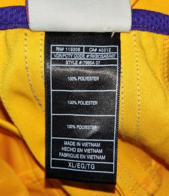 Баскетбольная футболка, джерси Adidas NBA Loc Angeles Lakers, размер-XL, длина-8. . фото 8