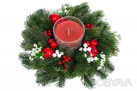 Декоративний свічник із хвої з ягодами зі свічкою 32см
Розмір 10см*32см
Продаєть. . фото 1