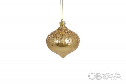 Елочное украшение в форме луковицы с декором из глиттера 8см, цвет - золото
Мате. . фото 1