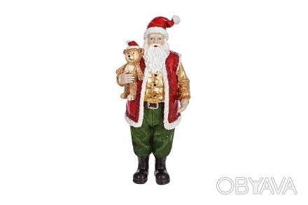 Декоративная статуэтка Санта с мишкой 27см, цвет - красный
Размер 12*9*27см
Мате. . фото 1