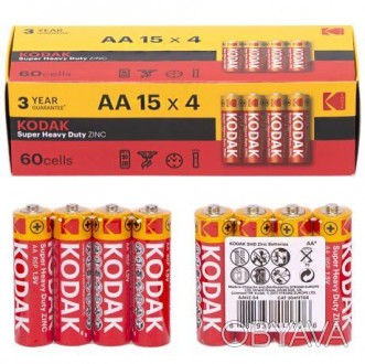 Батарейки KODAK R-6 AA 1,5V, в картонній упаковці 15 спайок по 4шт.. . фото 1