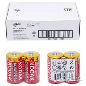 Батарейка Kodak R14 Super Heavy Duty Тип: zinc carbon. Типорозмір: R14, напруга . . фото 1