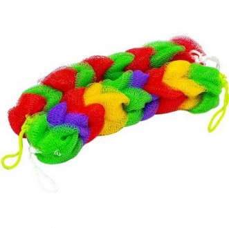 Мочалка плетена "Косичка". Різноколірні нейлонові смуги утворюють цікаве плетінн. . фото 3