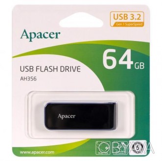 Флешка Apacer USB 64Gb AH356 Black AP64GAH356B-1 911346. . фото 1