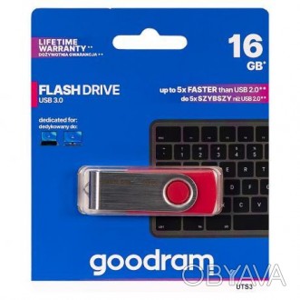 Флешка GOODRAM 16GB UTS3 Twister Red USB 3.0 920817. . фото 1