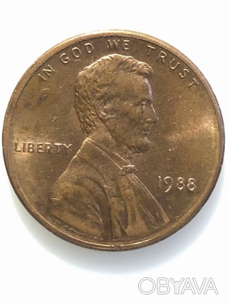 #673 США 1 цент 1988 Лінкольн Цент (Без мітки монетного двору)
