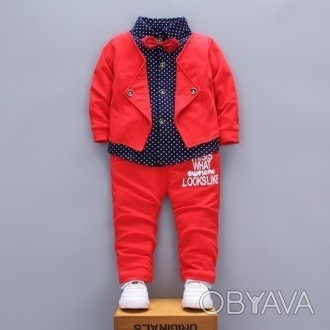 Нарядный костюм с бабочкой для мальчика 1 год Красный костюм на годик 80 90 100