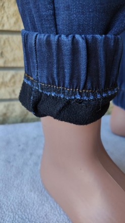 Джоггеры, джинсы с поясом на резинке зимние утепленные, на флисе, стрейчевые уни. . фото 10