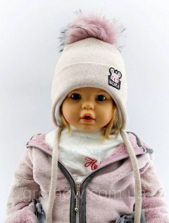 
Тёплая ангоровая детская шапка на завязках ЛЮРЕКС. Очень приятная, мягкая и тёп. . фото 2
