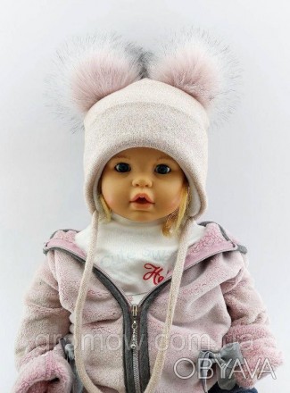 
Тёплая ангоровая детская шапка на завязках ЛЮРЕКС. Очень приятная, мягкая и тёп. . фото 1