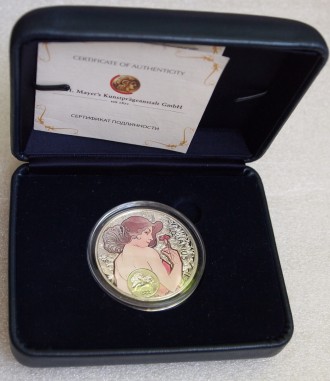 Продам серебряные монеты из серии "Альфонс Муха-Знаки Зодиака", достоинством 1 н. . фото 12
