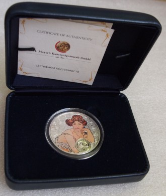 Продам серебряные монеты из серии "Альфонс Муха-Знаки Зодиака", достоинством 1 н. . фото 5