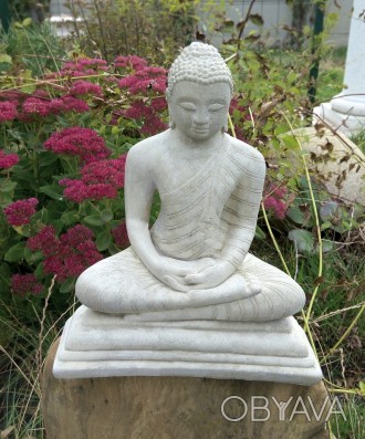 Скульптура Будда в натуральному матеріалі (бетон,гіпс).
Гіпс 2 кг.
Бетон +крих. . фото 1