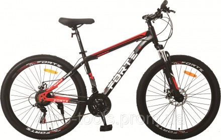 Опис Велосипед Forte Braves MТВ 27,5"/17" (117824) чорно-червоний Велосипед Fort. . фото 2
