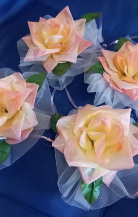 Комплект украшений для свадебного автомобиля жениха и невесты - состав: персиков. . фото 5